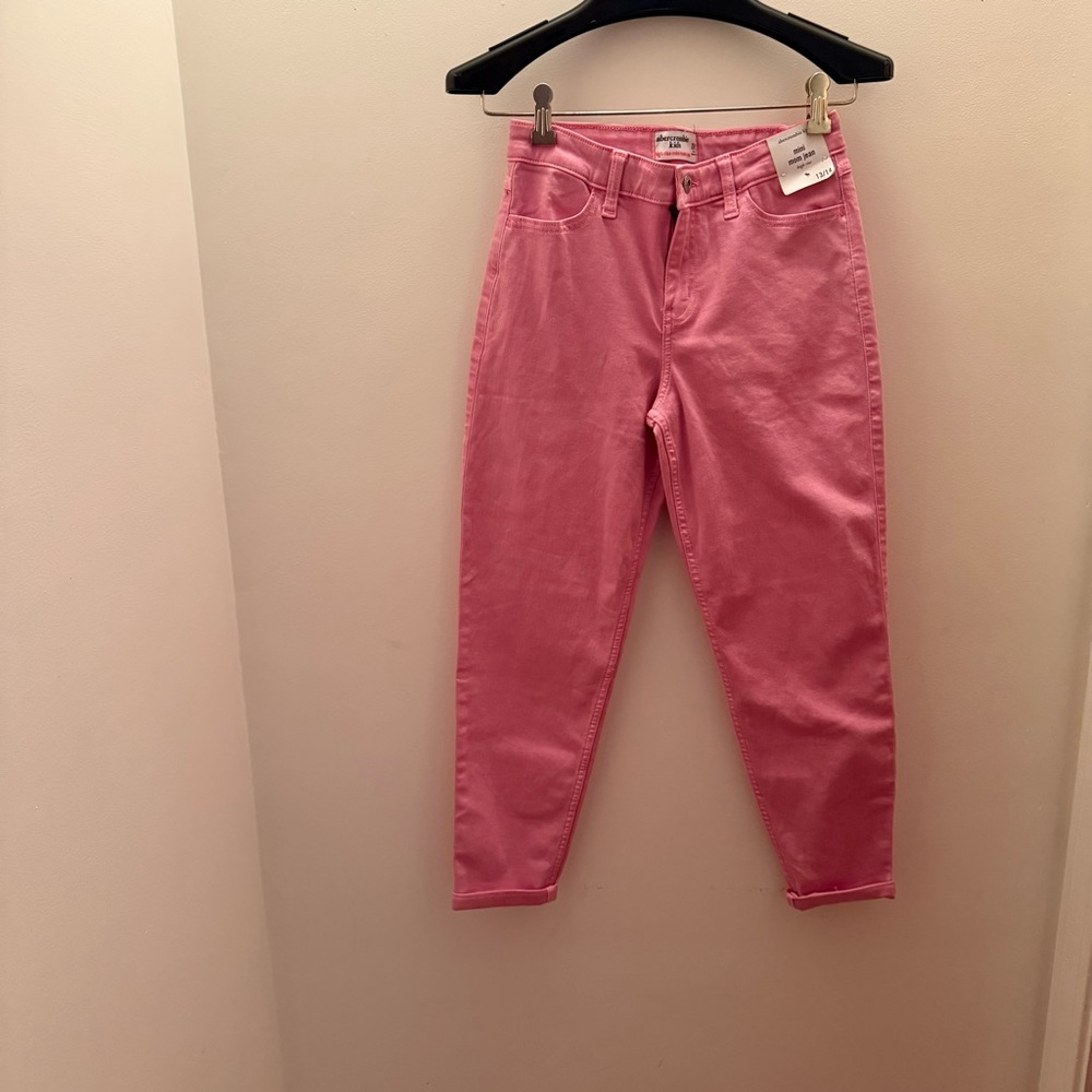Abercrombie Kids Pink Mini Mom Jeans